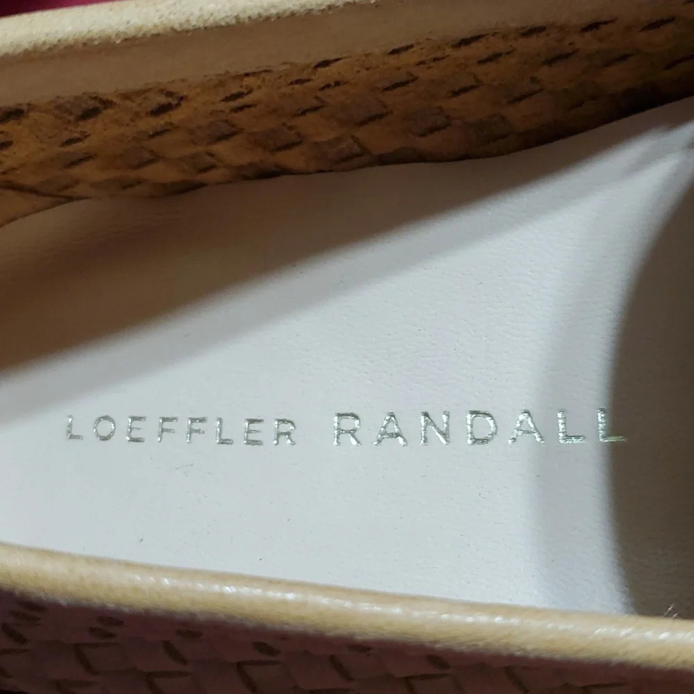 Loeffler Randall tan leather woven slip on loafers euc - Picture 6 of 7